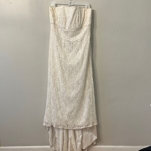 Galina White Lace Strapless Gown